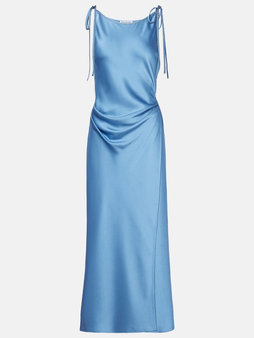 Acne draped satin dress in blue